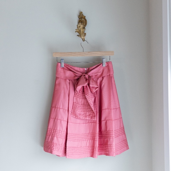 Zac Posen Pink silk skirt with bow size 2 - Picture 1 of 7